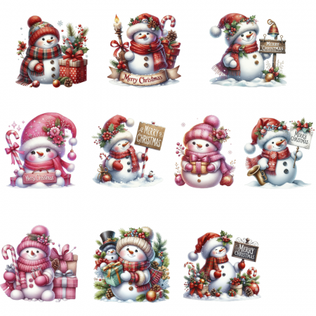 10x Mini-Bügelbilder - Snowman